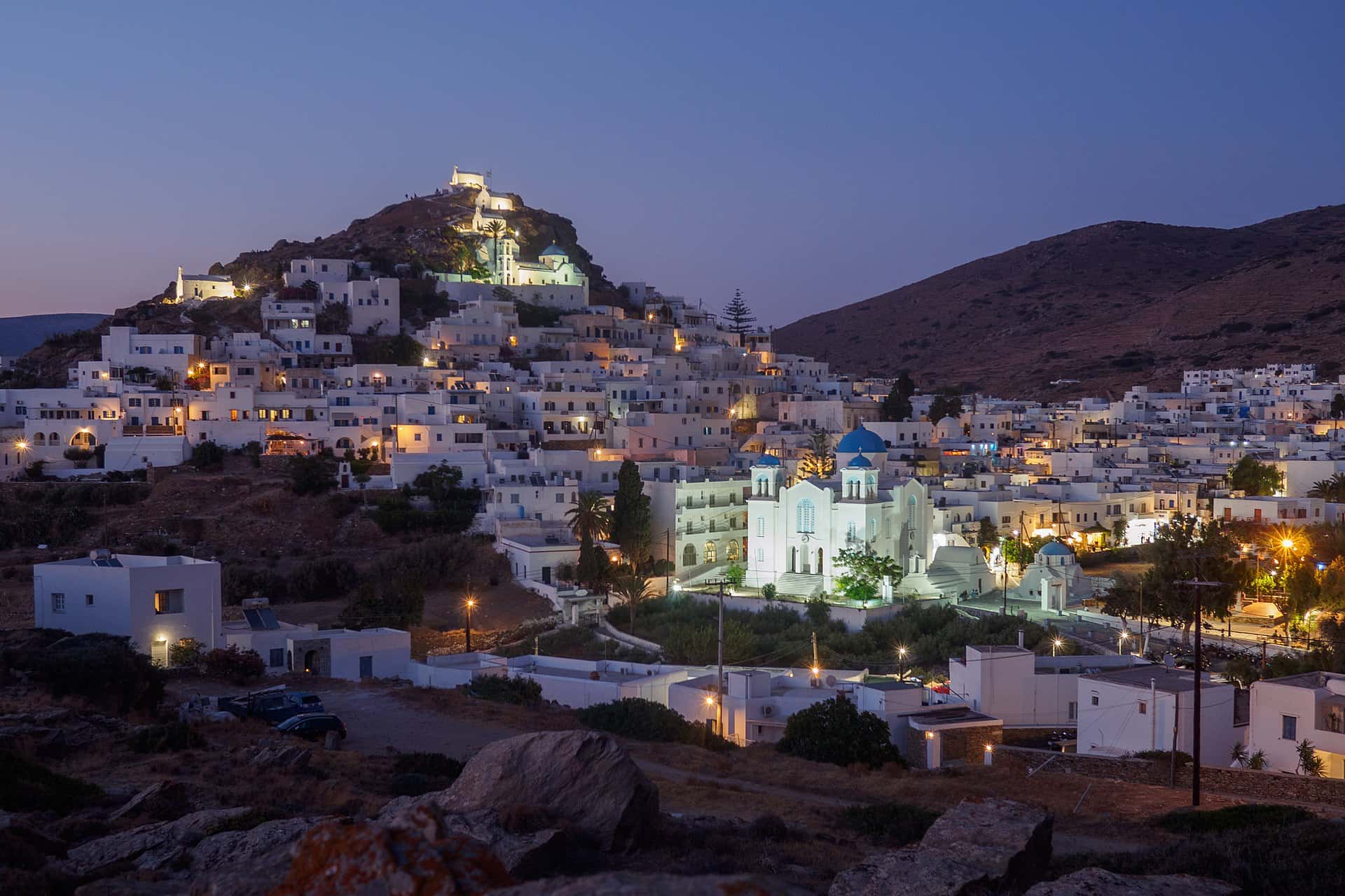Dusk view of Chora, Ios